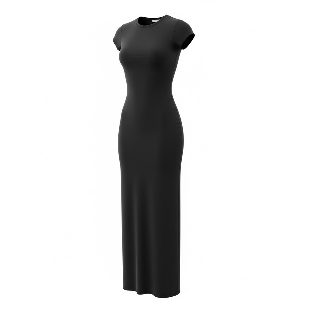 ReoRia Black Short-Sleeve Maxi Dress